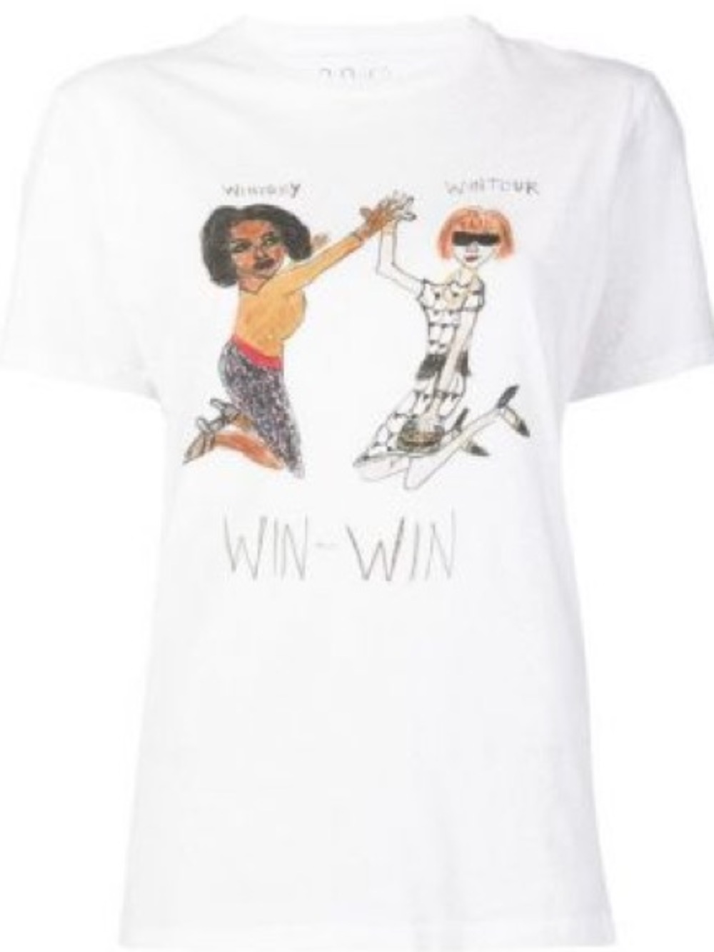 Unfortunate Portrait White Short-Sleeve Graphic Tee with 'Win-Win' Illustration
